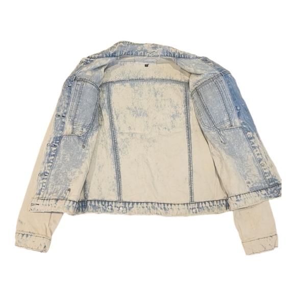 Designer Carmar Distressed Acid Wash, 100% Cotton Jean Jacket Size: S - Picture 7 of 10